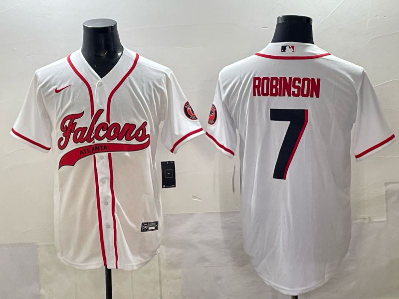 Men 2025 Nike Atlanta Falcons 7 Robinson white Joint Name Limited NFL Jersey style 01